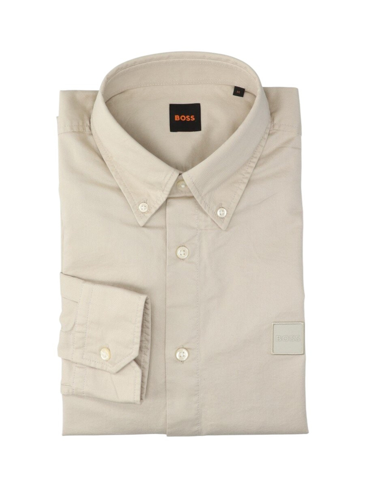 Beige katoenen hemd met lange mouwen Hugo Boss