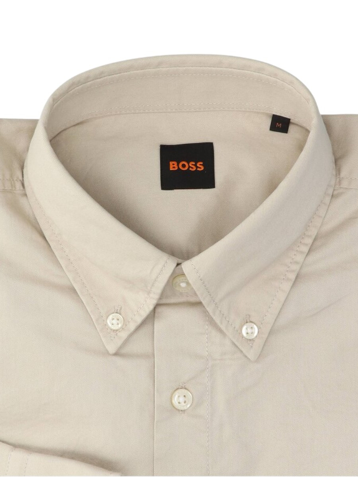 Beige katoenen hemd met lange mouwen Hugo Boss
