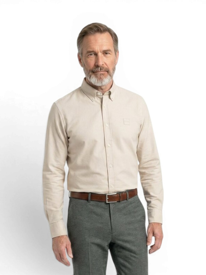 Beige katoenen hemd met lange mouwen Hugo Boss