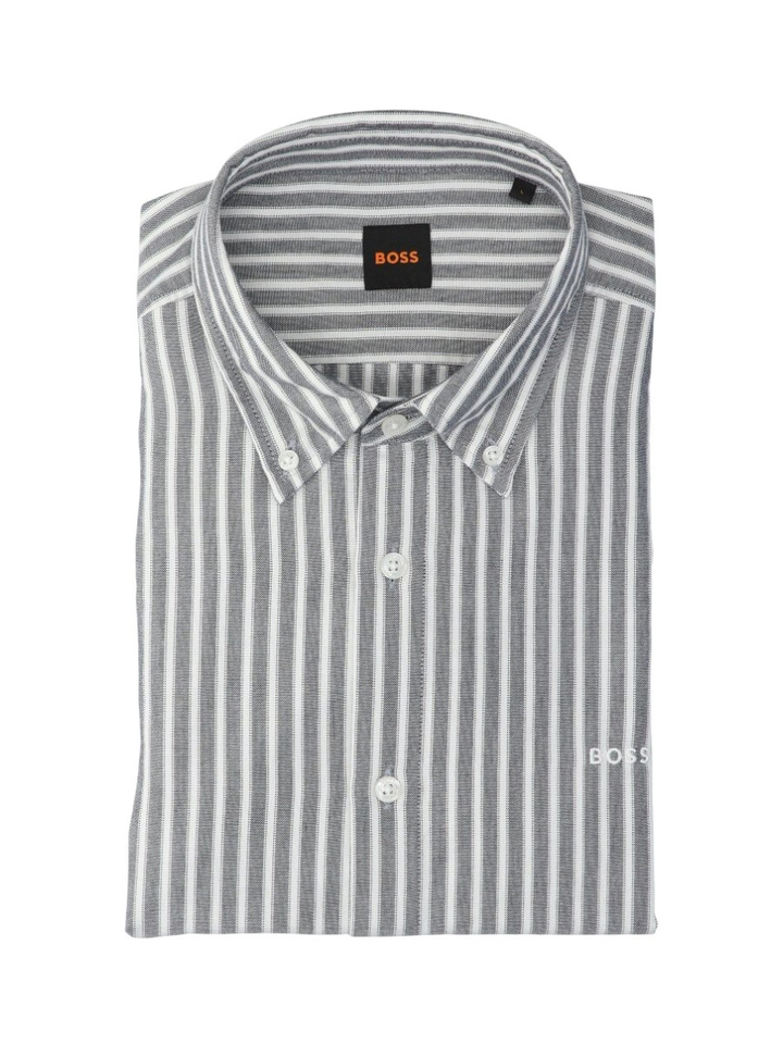 Grijs gestreept katoenen hemd Hugo Boss