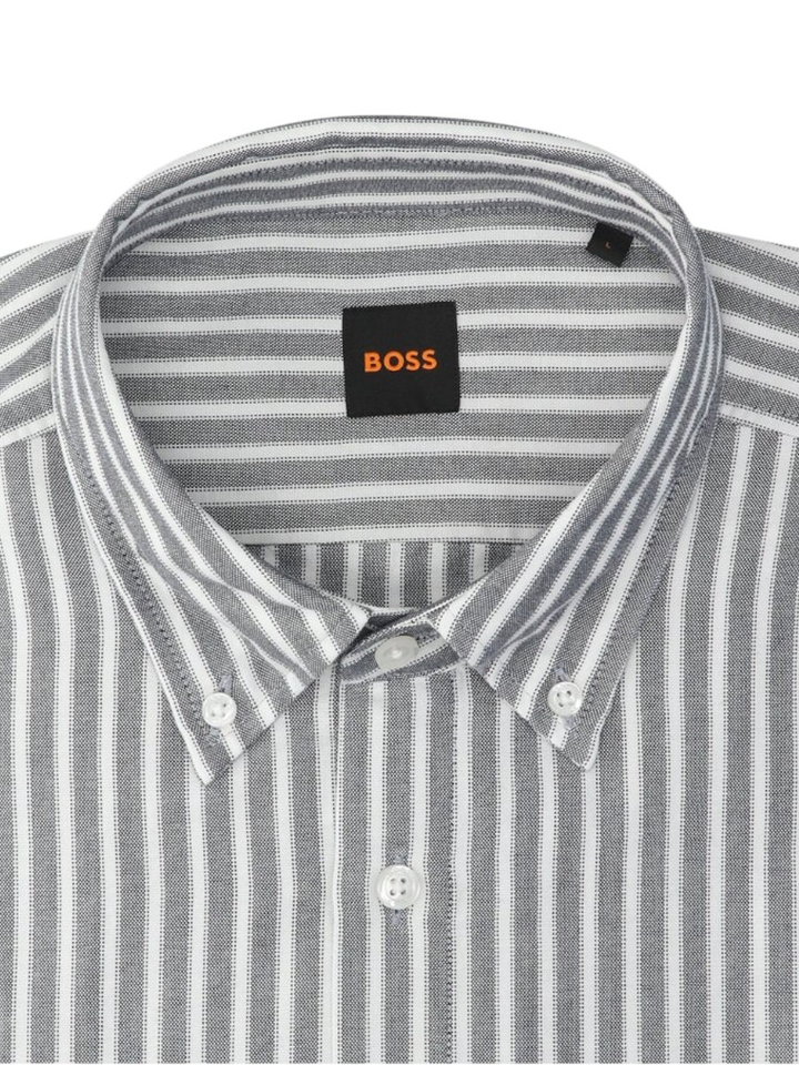 Grijs gestreept katoenen hemd Hugo Boss