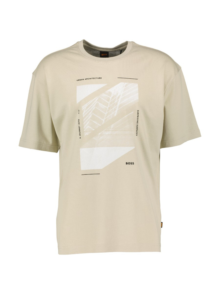Beige T-shirt met opdruk Hugo Boss