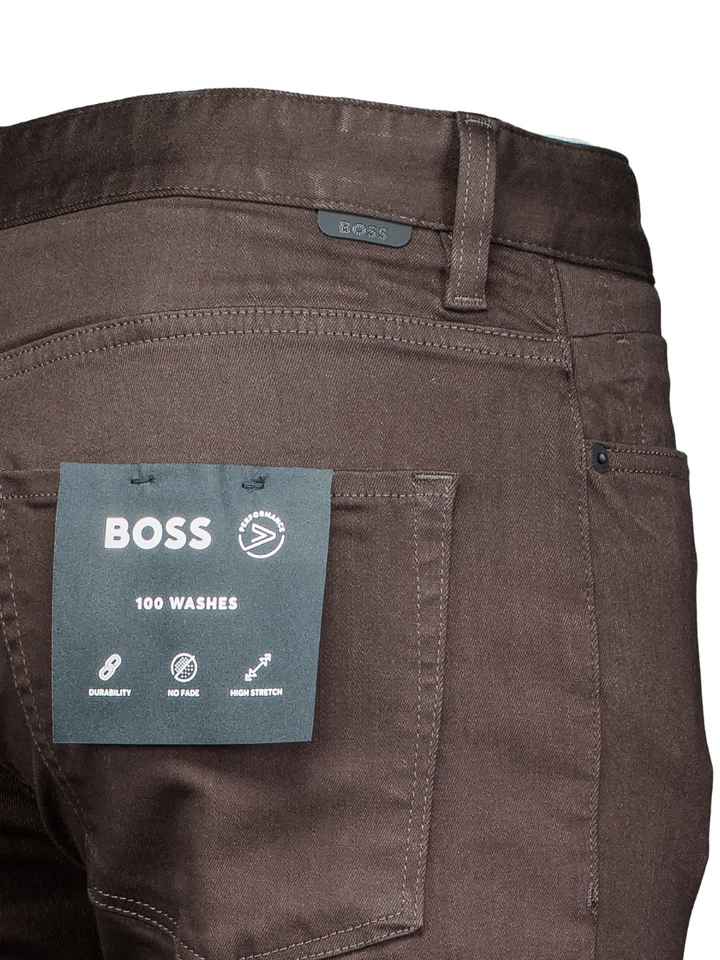 Donkerbruine slim fit broek Hugo Boss