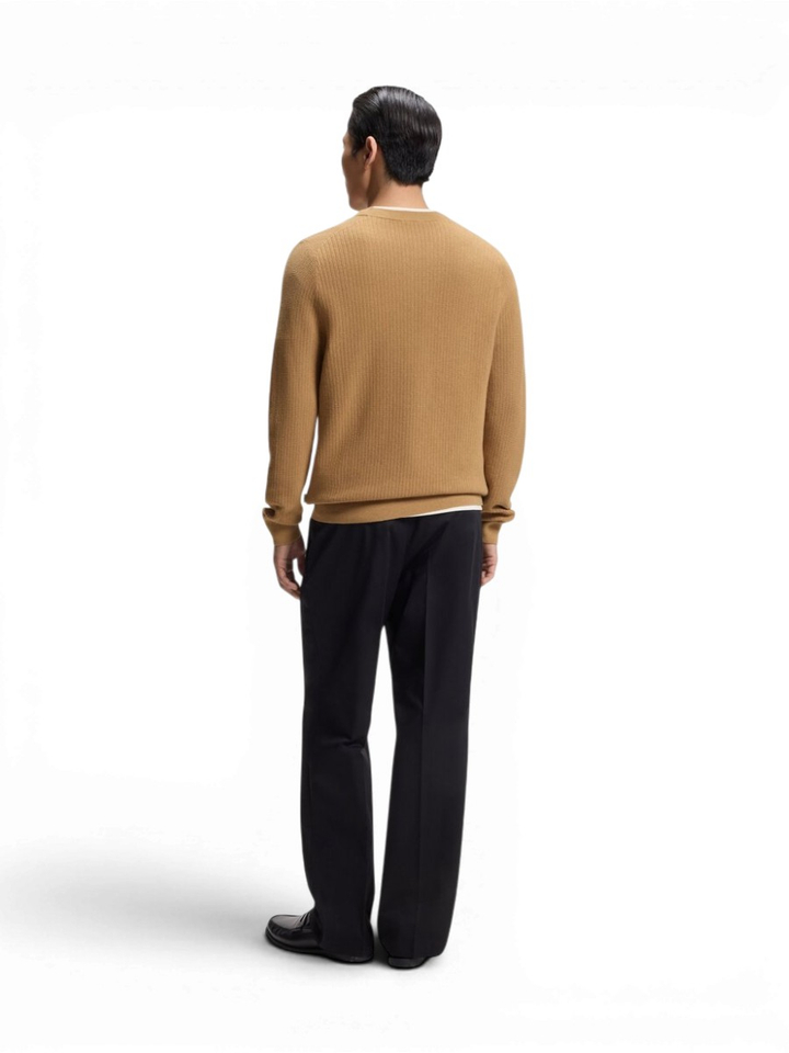 Beige gebreide trui van katoen en scheerwol Boss Black
