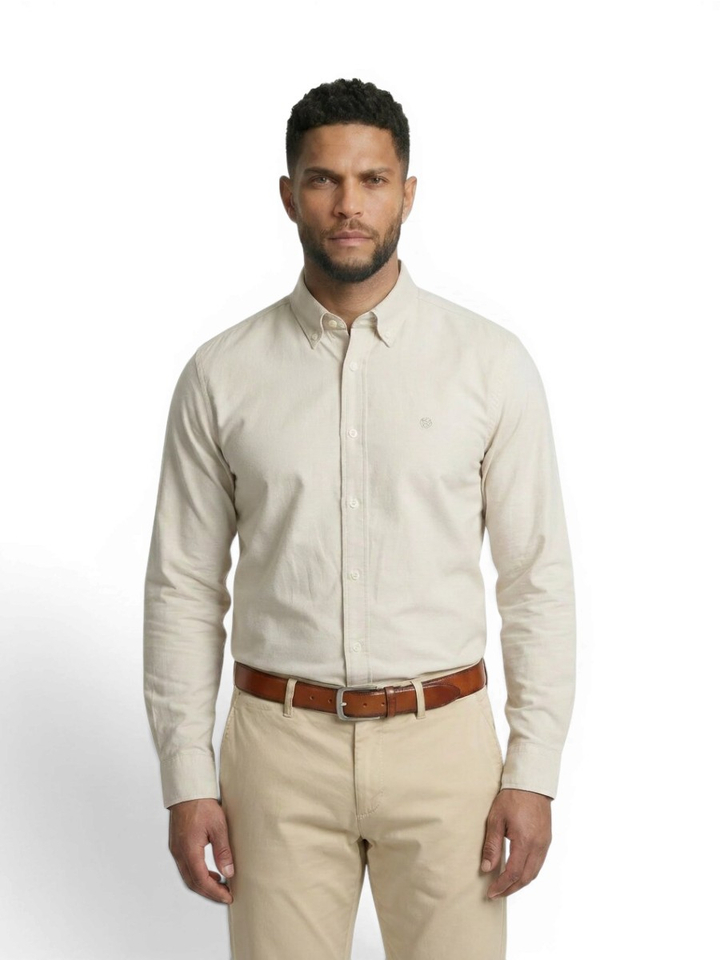 Beige katoenen hemd ( regular fit) met lange mouwen Hugo Boss 