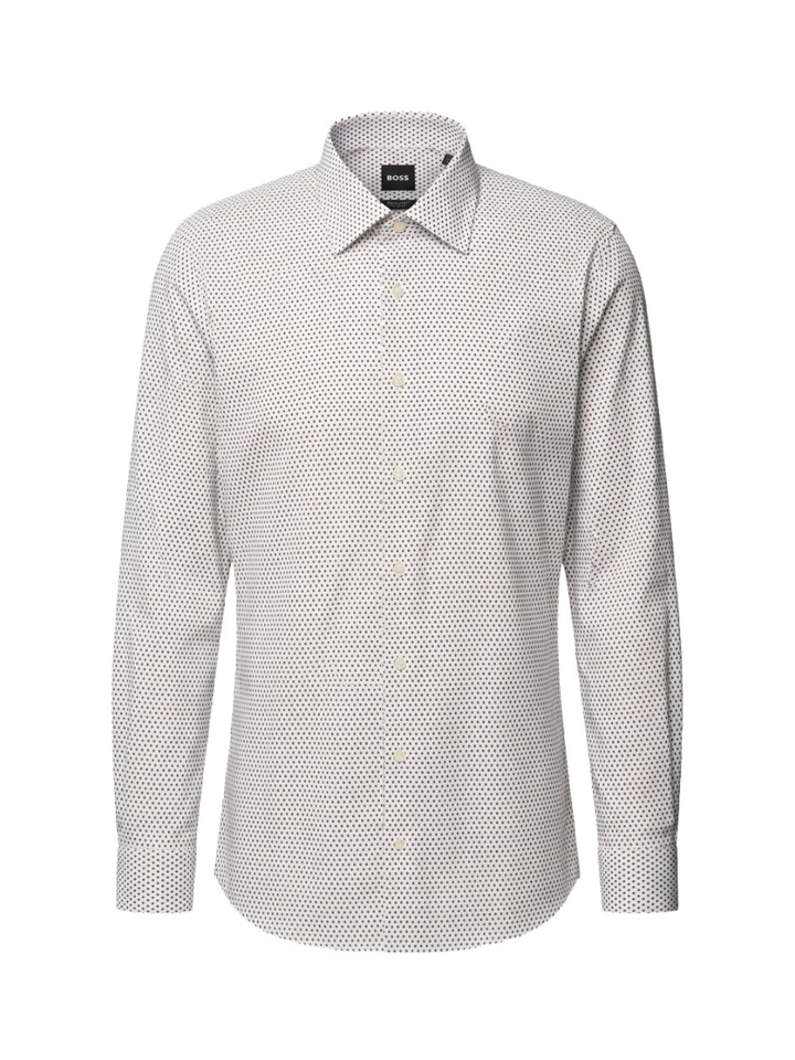 Wit katoenen hemd (regular fit) met klein rood motief en lange mouwen Hugo Boss