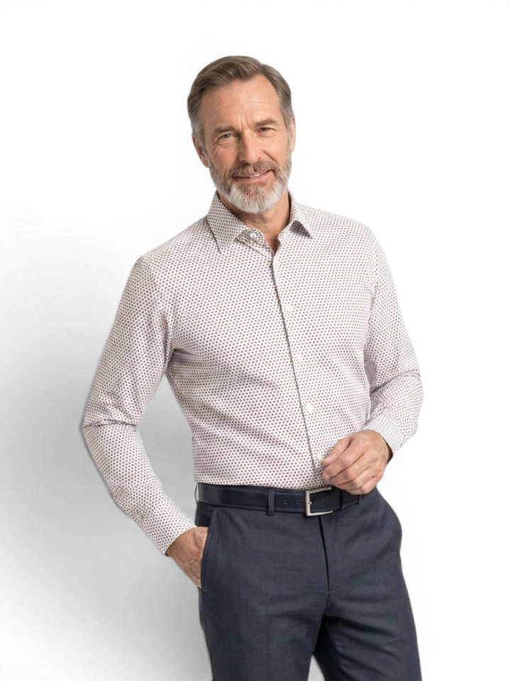 Wit katoenen hemd (regular fit) met klein rood motief en lange mouwen Hugo Boss