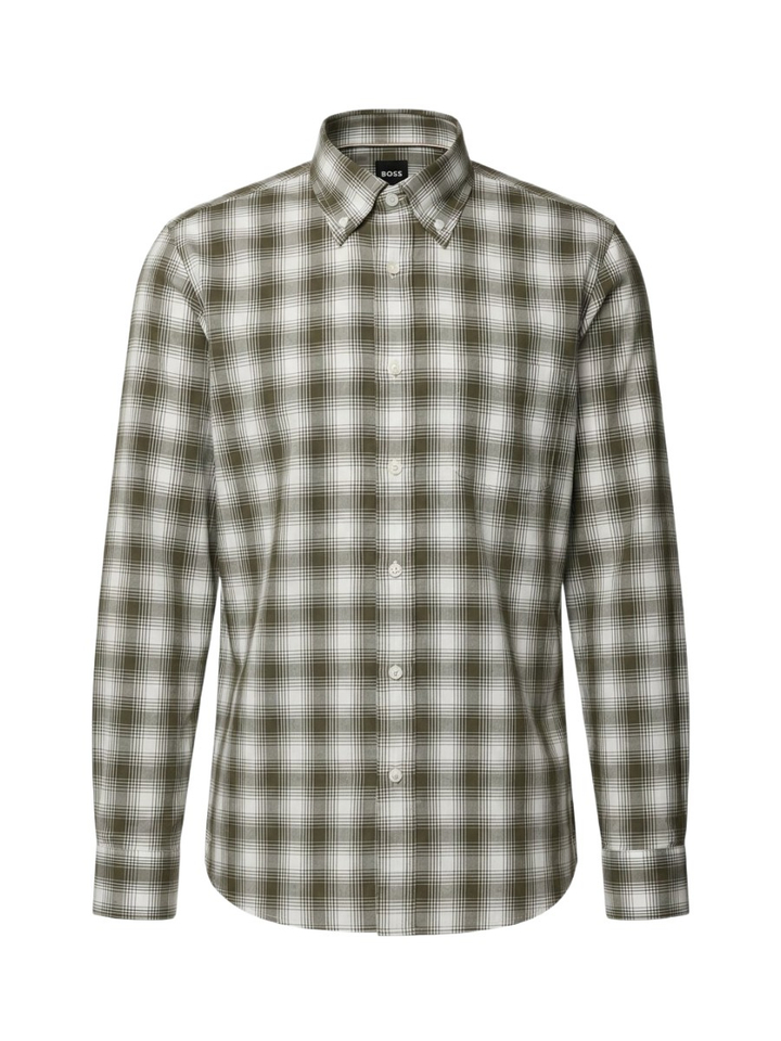 Open green katoenen hemd (regular fit) met ruiten en lange mouwen Hugo Boss