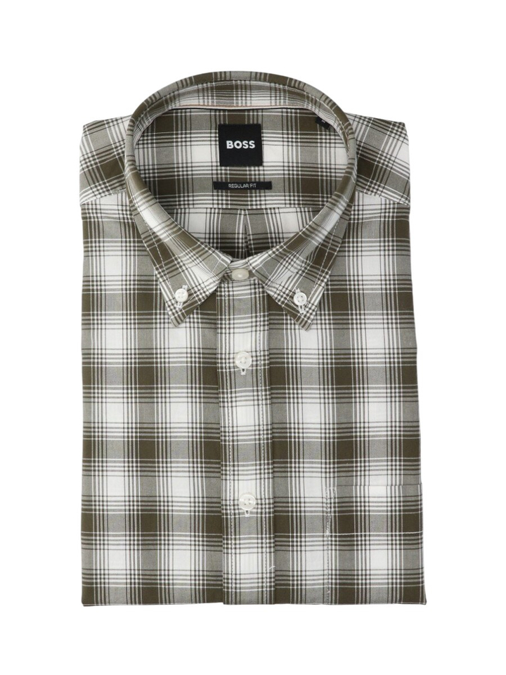 Open green katoenen hemd (regular fit) met ruiten en lange mouwen Hugo Boss