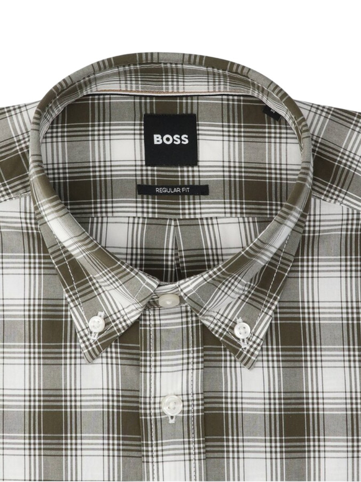 Open green katoenen hemd (regular fit) met ruiten en lange mouwen Hugo Boss