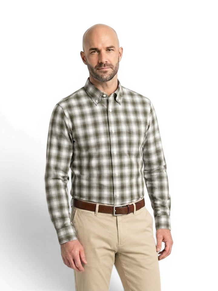Open green katoenen hemd (regular fit) met ruiten en lange mouwen Hugo Boss