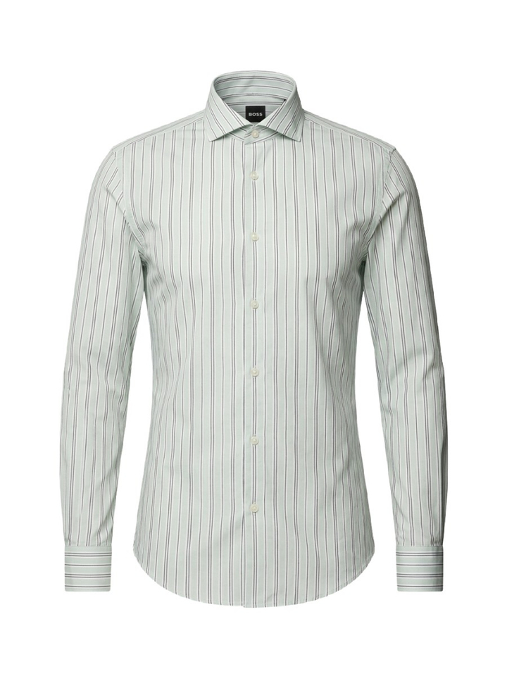 Light pastel green katoenen hemd (slim fit) met streepmotief en lange mouwen Hugo Boss
