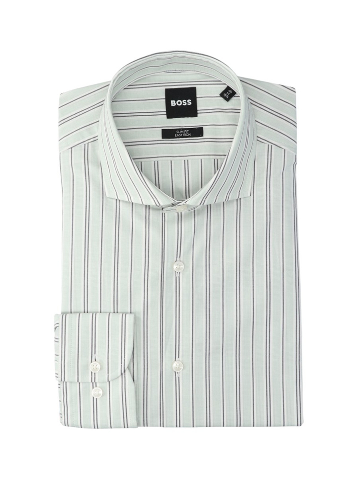 Light pastel green katoenen hemd (slim fit) met streepmotief en lange mouwen Hugo Boss