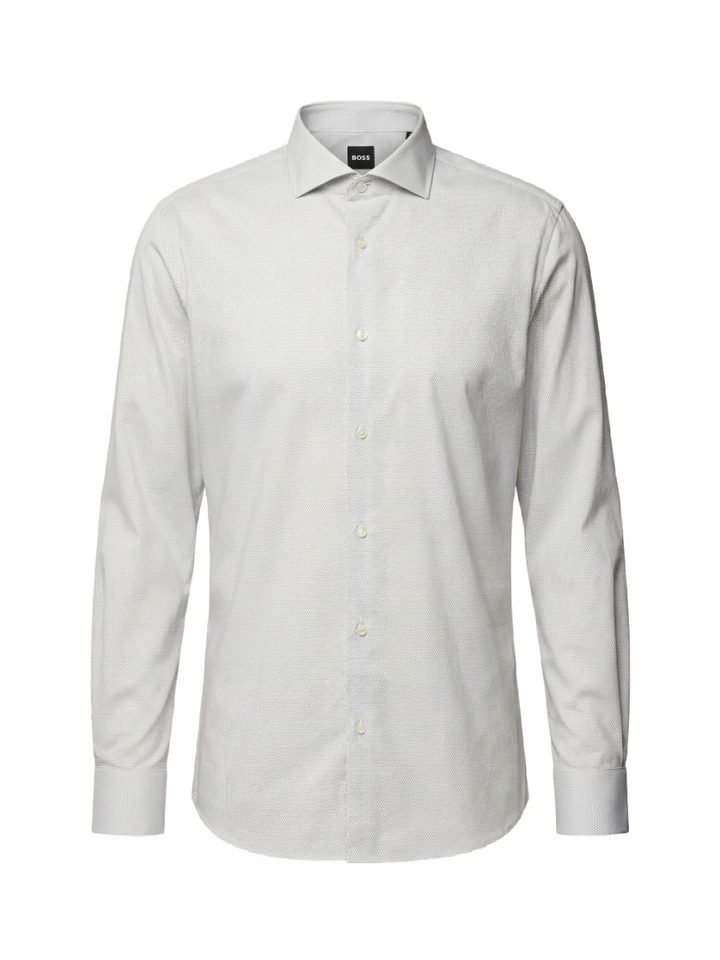Open green katoenen hemd (Regular fit) met klein motief en lange mouwen Hugo Boss