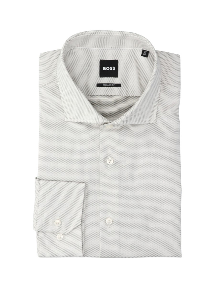 Open green katoenen hemd (Regular fit) met klein motief en lange mouwen Hugo Boss