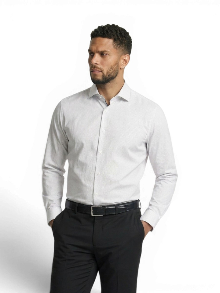 Open green katoenen hemd (Regular fit) met klein motief en lange mouwen Hugo Boss