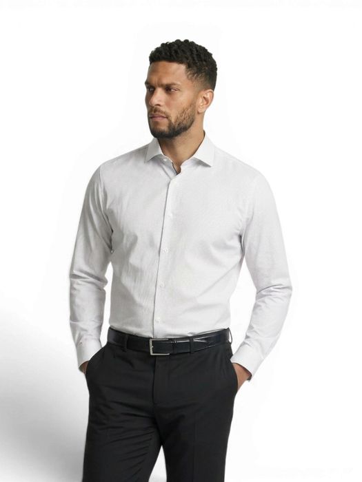 Open green katoenen hemd (Regular fit) met klein motief en lange mouwen Hugo Boss
