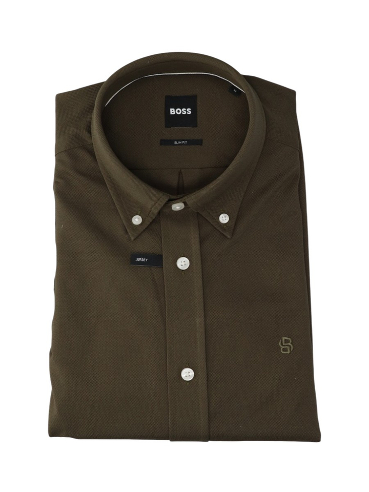 Donkergroene hemd slim fit Boss Black