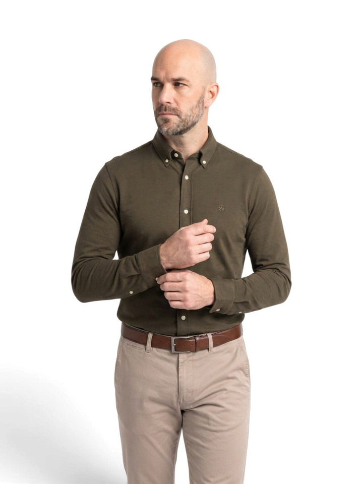 Donkergroene hemd slim fit Boss Black