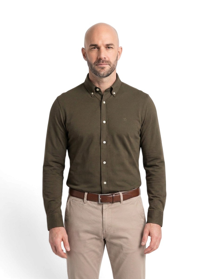 Donkergroene hemd slim fit Boss Black
