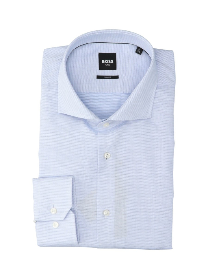 Lichtblauw katoenen hemd (slim fit) met lange mouwen Hugo Boss