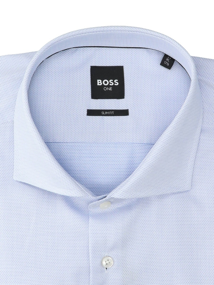 Lichtblauw katoenen hemd (slim fit) met lange mouwen Hugo Boss