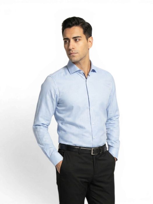 Lichtblauw katoenen hemd (slim fit) met lange mouwen Hugo Boss