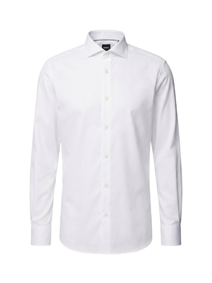 Wit katoenen hemd (regular fit) met lange mouwen Hugo Boss
