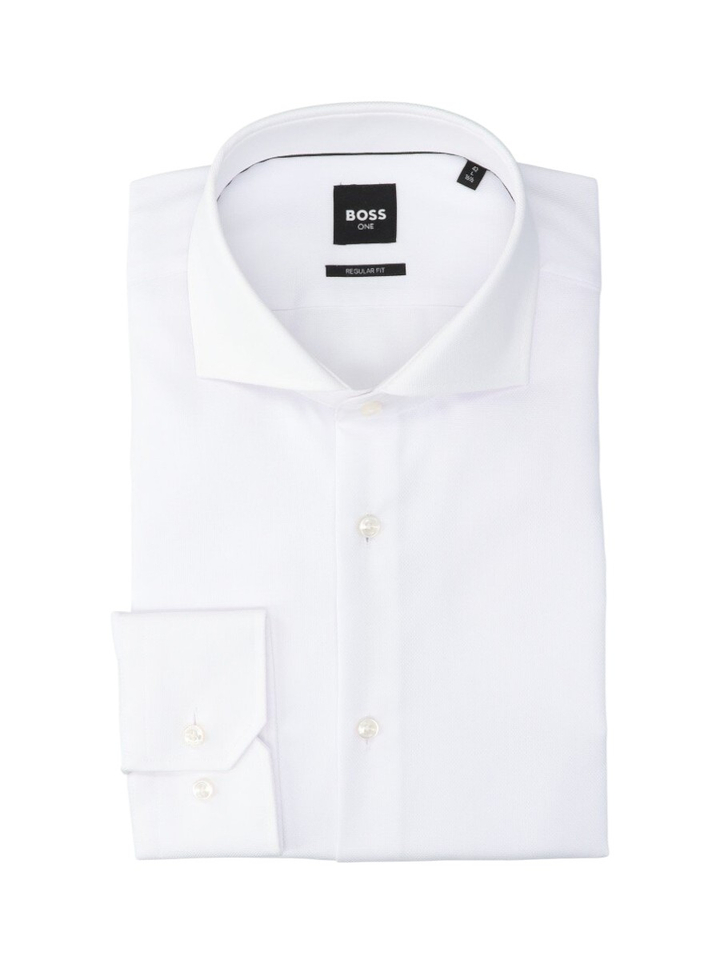 Wit katoenen hemd (regular fit) met lange mouwen Hugo Boss