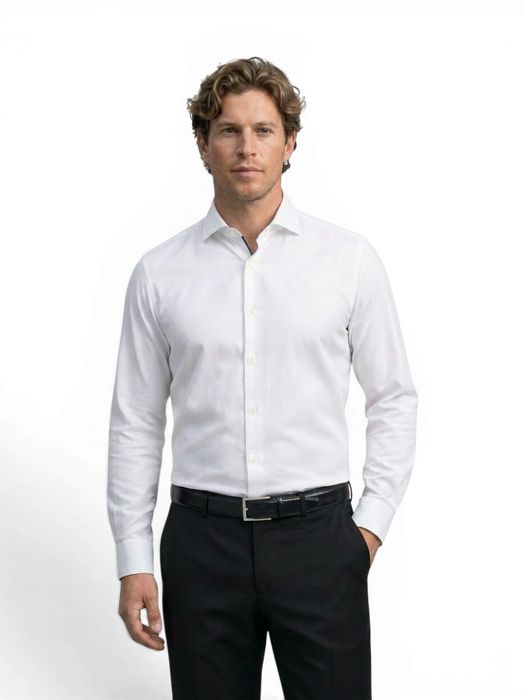 Wit katoenen hemd (regular fit) met lange mouwen Hugo Boss