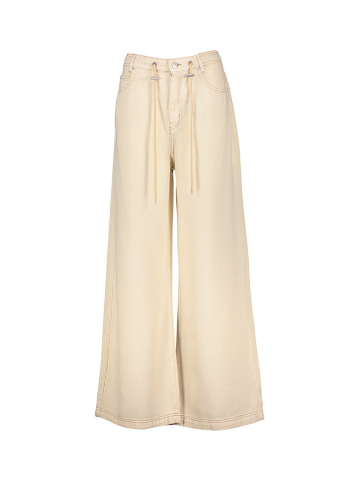 Beige losvallende wijde broek in jeanslook Obey Munthe 