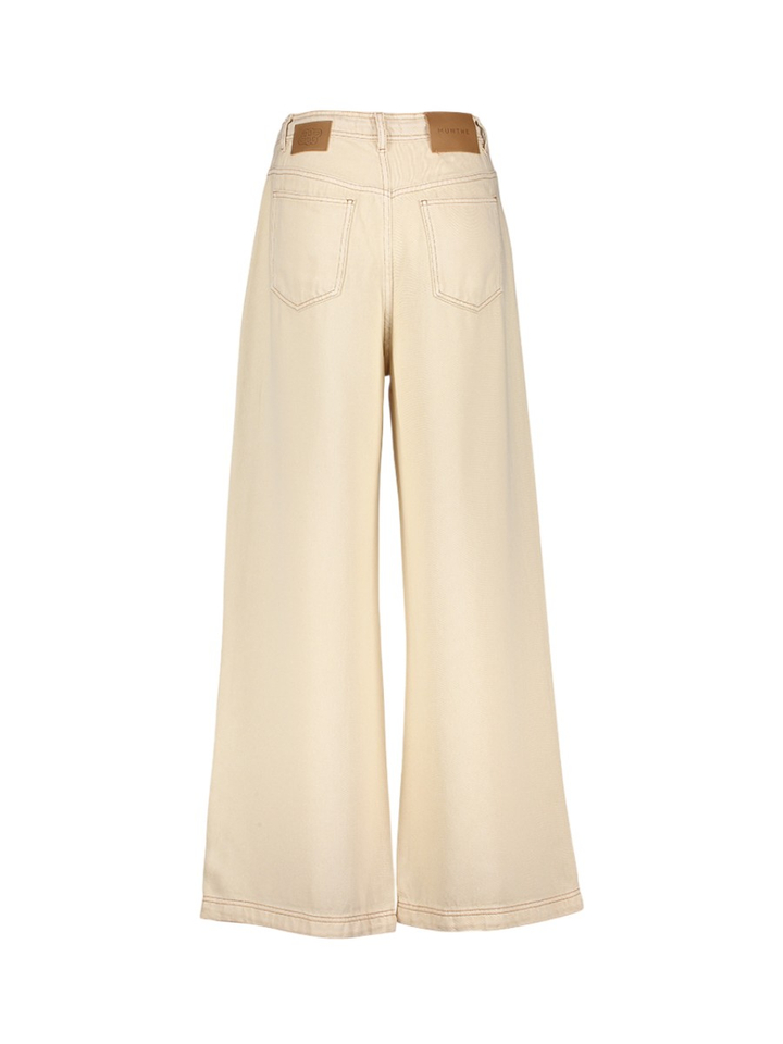Beige losvallende wijde broek in jeanslook Obey Munthe 