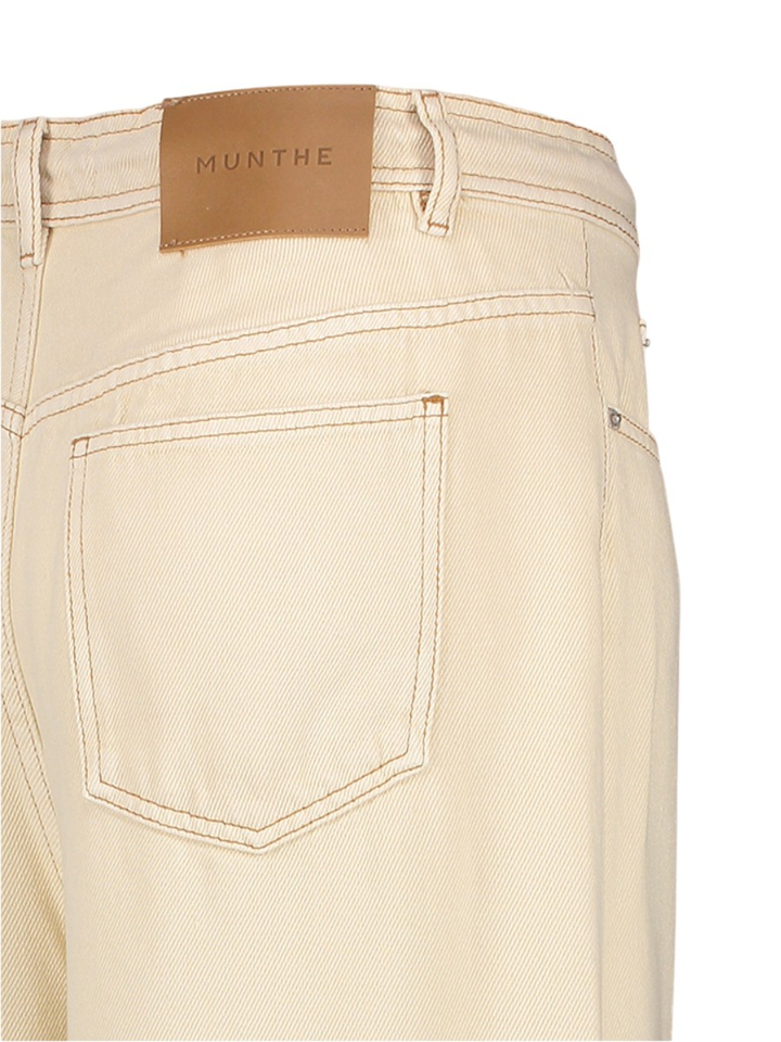 Beige losvallende wijde broek in jeanslook Obey Munthe 