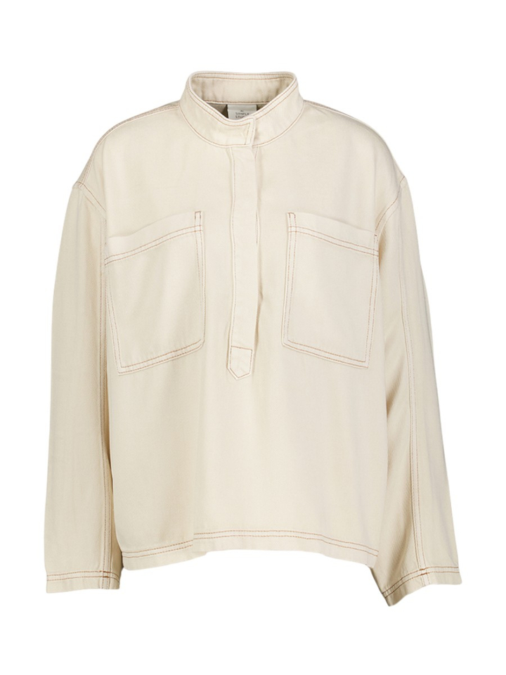 Beige soepelvallende jeans bloes Tuxa Munthe