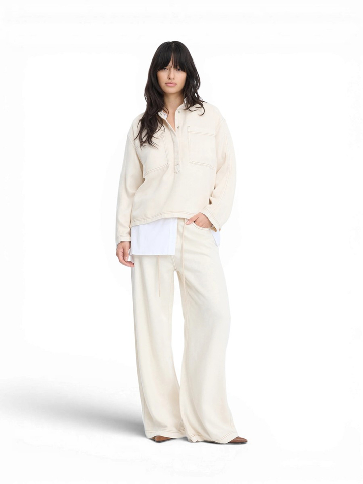 Beige soepelvallende jeans bloes Tuxa Munthe