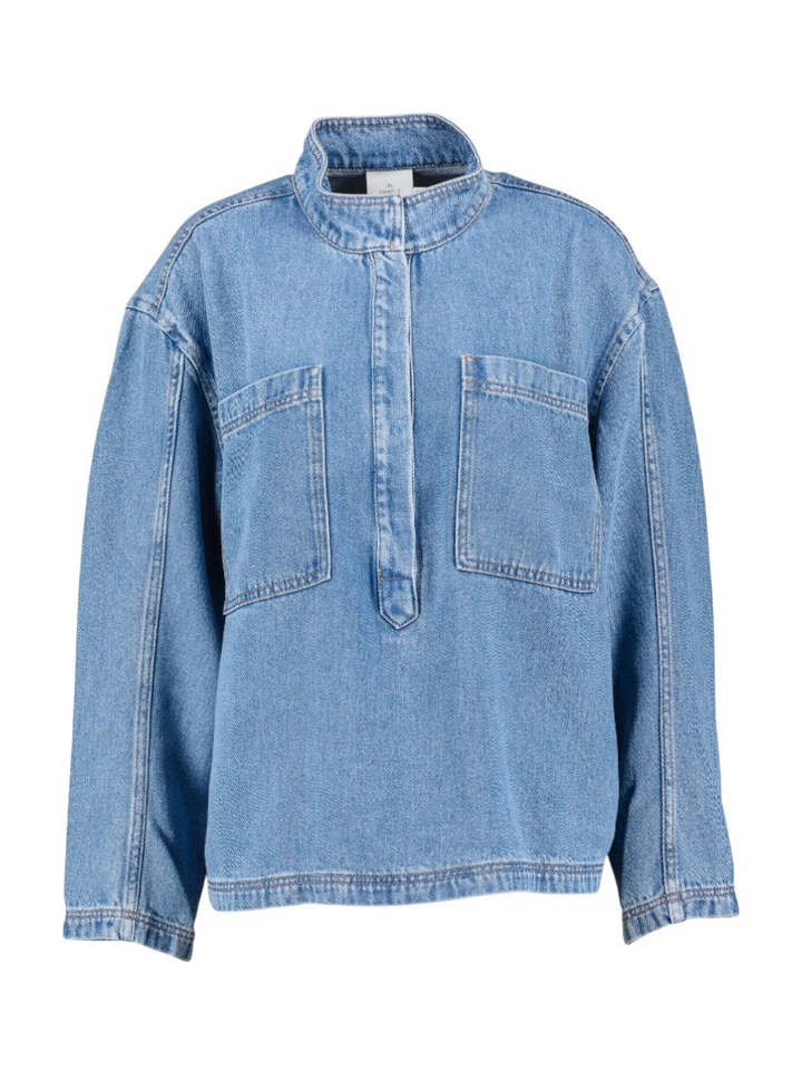 Lichtblauwe soepelvallende jeans blouse Tuxa Munthe