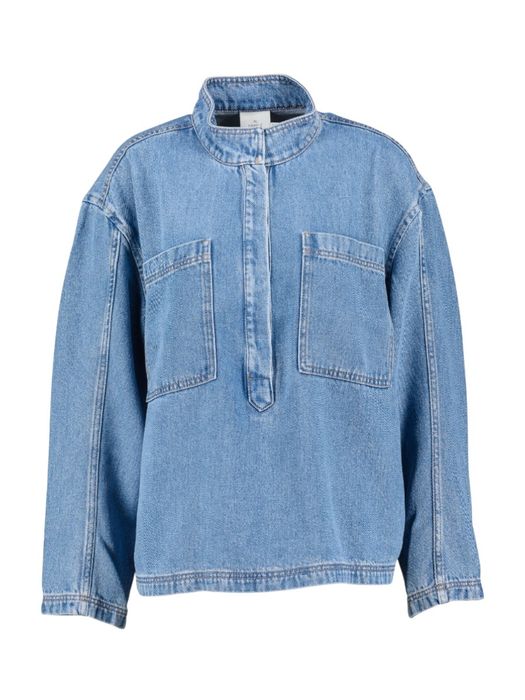Lichtblauwe soepelvallende jeans blouse Tuxa Munthe