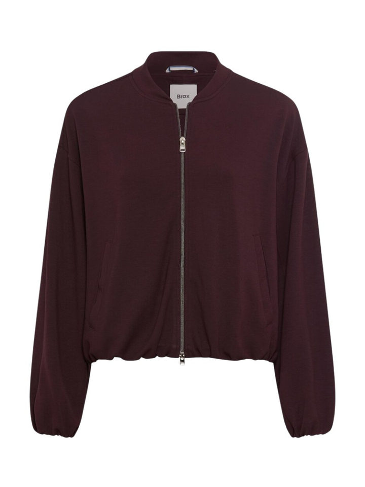 Aubergine kleurige sweater met rits Brax 