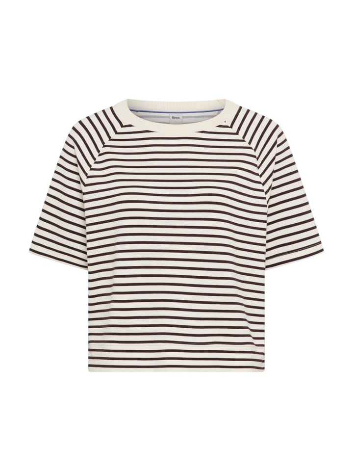Crèmekleurige T-shirt met bordeaux strepen Brax 