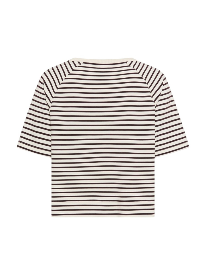 Crèmekleurige T-shirt met bordeaux strepen Brax 