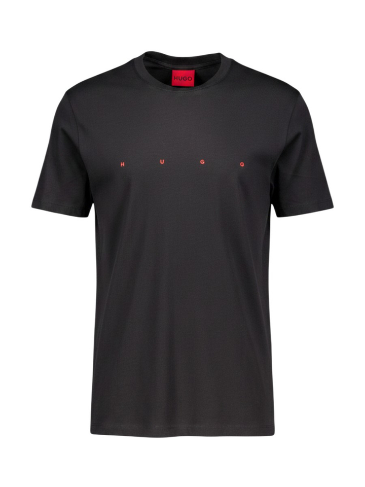 Zwarte t-shirt met rood logodetail Hugo Red
