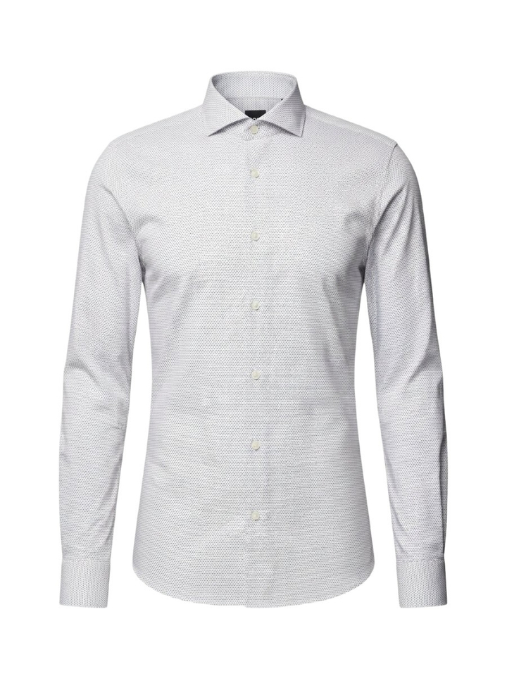 Wit katoenen hemd (slim fit) met blauwe details en lange mouwen Hank Hugo Boss