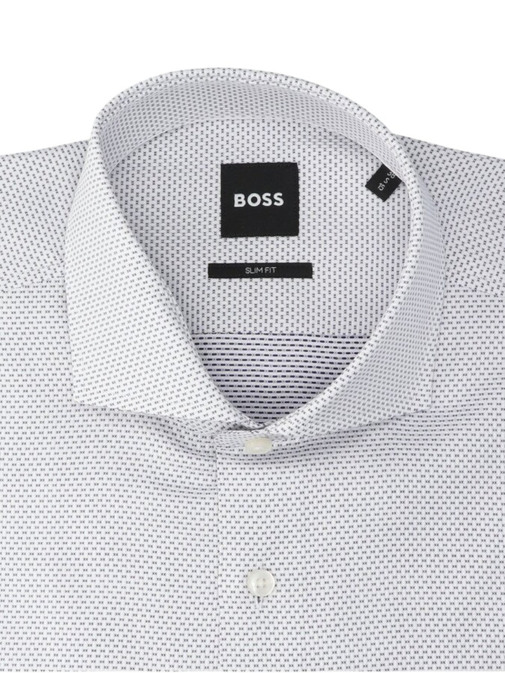 Wit katoenen hemd (slim fit) met blauwe details en lange mouwen Hank Hugo Boss