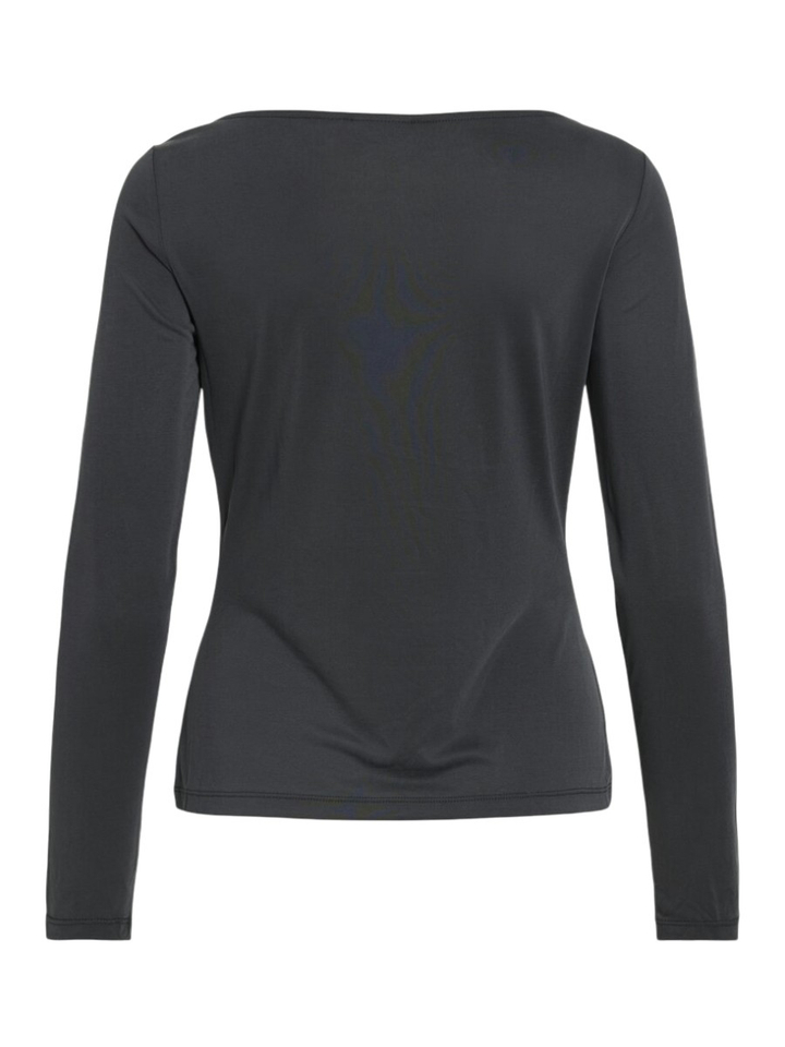 Zwarte aansluitende T-shirt met boothals Vimodala Vila