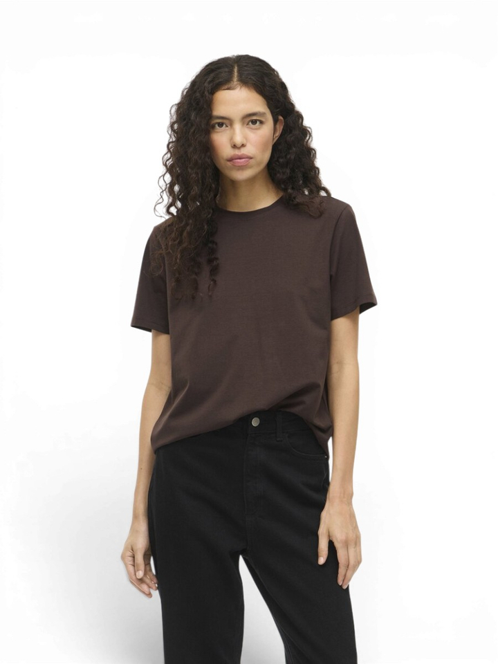 Donkerbruine T-shirt Vinora Vila 