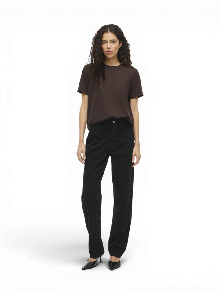 Donkerbruine T-shirt Vinora Vila 