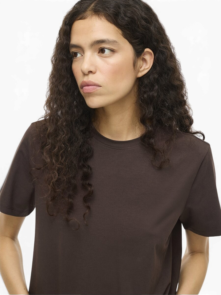 Donkerbruine T-shirt Vinora Vila 