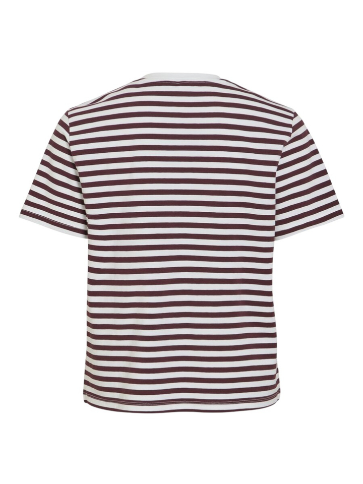 Witte T-shirt met bordeaux strepen Vinora Vila