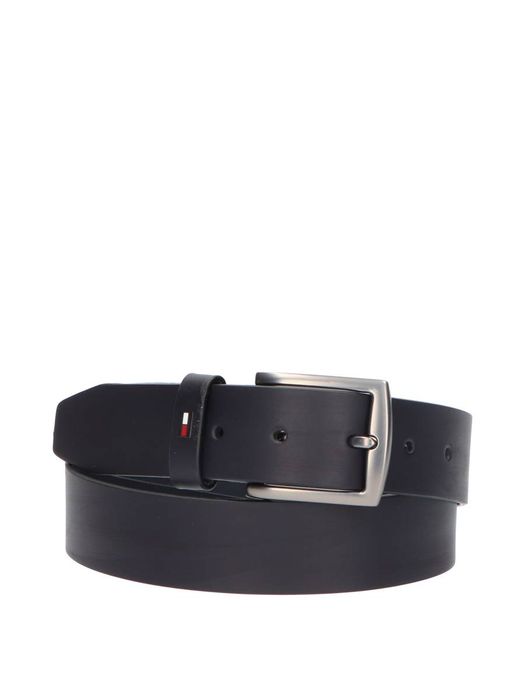 Donkerblauwe Lederen Riem met Zilver Boucle Tommy Hilfiger