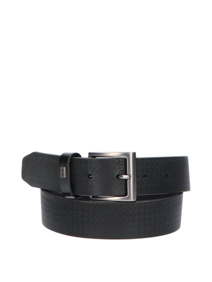 Zwarte lederen riem Tommy Hilfiger
